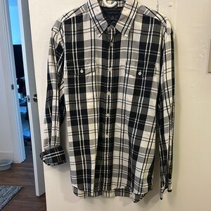 Tommy Hilfiger Gray and White Checkered Shirt